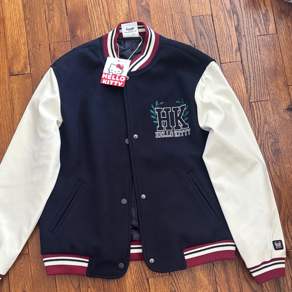 Hello Kitty Black and Cream Varsity Jacket